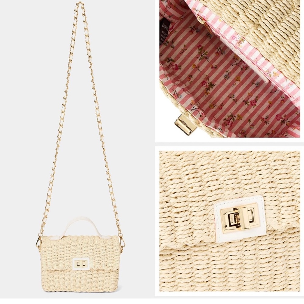 Natural/Ivory Sift Straw Purse w/Chain - Picture 11 of 16